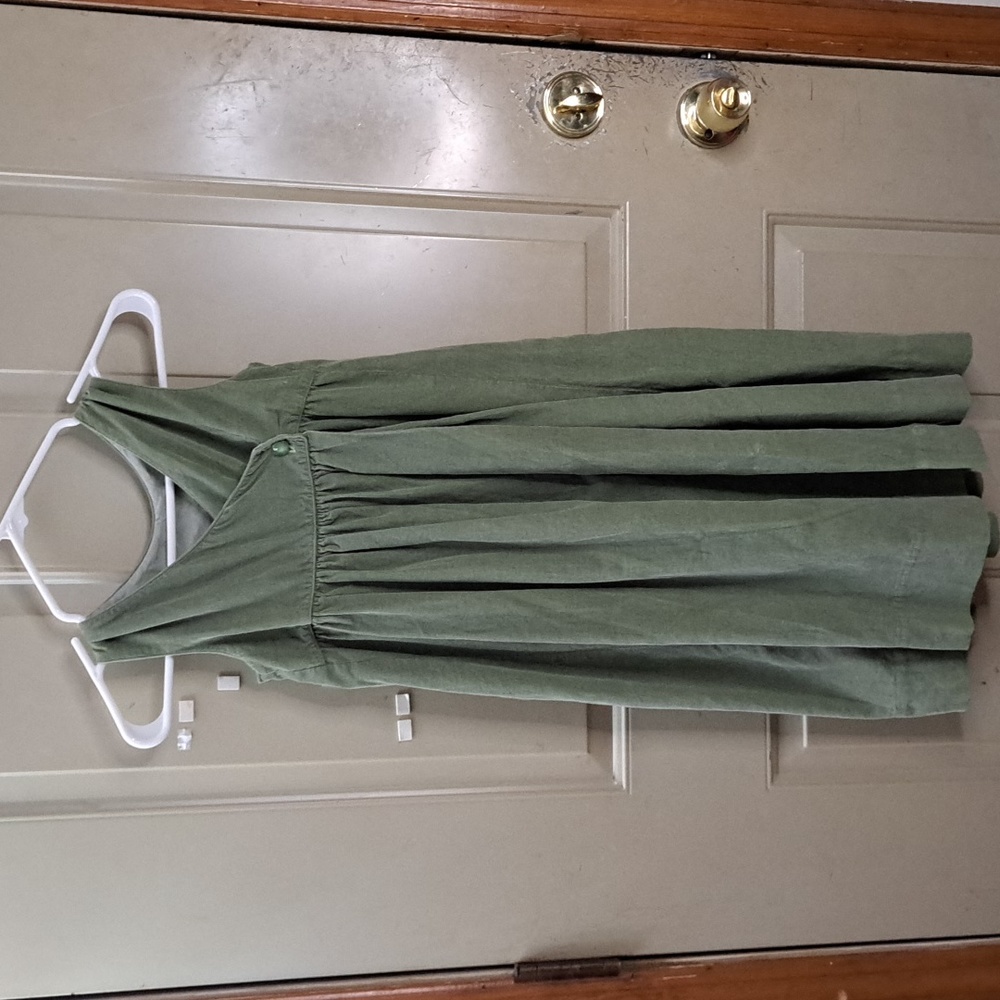 Green Corduroy Wrap Dress